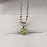 Natural Peridot Silver Necklace 925 Sterling Silver Classic Solitaire Pendant for Women