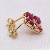 Natural Ruby Gemstone With Diamond 14k Yellow Gold Earring