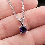 925 Sterling Silver Natural Amethyst Necklace Handmade Solitaire Pendant Necklace