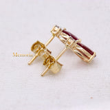 Natural Ruby Gemstone With Diamond 14k Yellow Gold Pear Shaped Earring