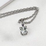 925 Sterling Silver Natural Amethyst Necklace Natural Prasiolite Solitaire Minimal Jewelry