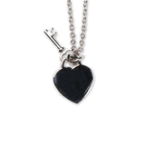 925 Sterling Silver Heart & Key Pendant Necklace Minimal Love Charm Jewelry