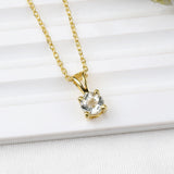 Green Amethyst Gold Plated Solitaire Necklace Minimal Gemstone Pendant for Women