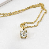 Green Amethyst Gold Plated Solitaire Necklace Minimal Gemstone Pendant for Women