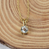 Green Amethyst Gold Plated Solitaire Necklace Minimal Gemstone Pendant for Women