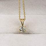 Green Amethyst Gold Plated Solitaire Necklace Minimal Gemstone Pendant for Women
