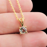 Green Amethyst Gold Plated Solitaire Necklace Minimal Gemstone Pendant for Women