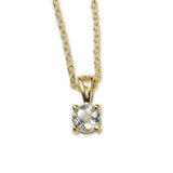 Green Amethyst Gold Plated Solitaire Necklace Minimal Gemstone Pendant for Women