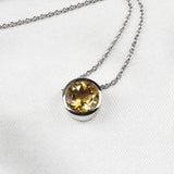 Elegant Natural Citrine Solitaire Necklace 925 Sterling Silver Yellow Gemstone Pendant