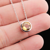 Elegant Natural Citrine Solitaire Necklace 925 Sterling Silver Yellow Gemstone Pendant