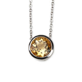 Elegant Natural Citrine Solitaire Necklace 925 Sterling Silver Yellow Gemstone Pendant