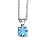 Blue Topaz Solitaire Pendant Necklace in 925 Sterling Silver Dainty Birthstone Jewelry