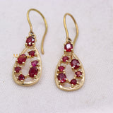 Natural Ruby Gemstone 14k Yellow Gold Drop Earring