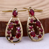 Natural Ruby Gemstone 14k Yellow Gold Drop Earring