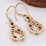 Natural Ruby Gemstone 14k Yellow Gold Drop Earring