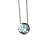 Elegant Blue Topaz Bezel Necklace in 925 Sterling Silver Minimal Solitaire Pendant for Women