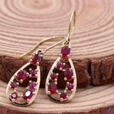 Natural Ruby Gemstone 14k Yellow Gold Drop Earring