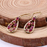 Natural Ruby Gemstone 14k Yellow Gold Drop Earring