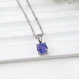 Natural Tanzanite Sterling Silver Necklace Genuine Stone Minimal Pendant Jewelry