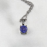 Natural Tanzanite Sterling Silver Necklace Genuine Stone Minimal Pendant Jewelry