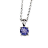 Natural Tanzanite Sterling Silver Necklace Genuine Stone Minimal Pendant Jewelry
