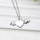 925 Sterling Silver Heart Wings Pendant Necklace Angel Wing Love Charm Jewelry for Women