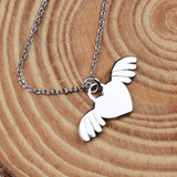 925 Sterling Silver Heart Wings Pendant Necklace Angel Wing Love Charm Jewelry for Women