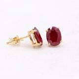 Natural Ruby Gemstone 14k Yellow Gold Stud Earring