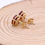 Natural Ruby Gemstone 14k Yellow Gold Stud Earring