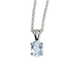 Minimalist Blue Topaz Sterling Silver Necklace Dainty Oval Gem Pendant