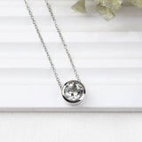 Natural Round Blue Topaz Pendant Necklace in 925 Sterling Silver Statement Jewelry