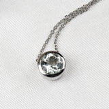 Natural Round Blue Topaz Pendant Necklace in 925 Sterling Silver Statement Jewelry