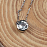 Natural Round Blue Topaz Pendant Necklace in 925 Sterling Silver Statement Jewelry