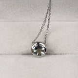 Natural Round Blue Topaz Pendant Necklace in 925 Sterling Silver Statement Jewelry