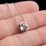 Natural Round Blue Topaz Pendant Necklace in 925 Sterling Silver Statement Jewelry