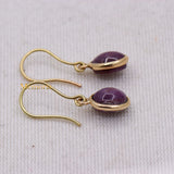 Natural Star Ruby Gemstone 14k Yellow Gold Drop Earring