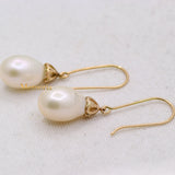 Natural Pearl 14k Yellow Gold Dangle Earring