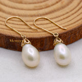 Natural Pearl 14k Yellow Gold Dangle Earring