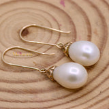 Natural Pearl 14k Yellow Gold Dangle Earring