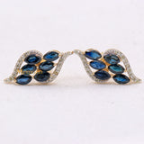 Unique Natural Blue Sapphire Gemstone & Diamond 14k Yellow Gold Stud Earring