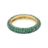 Natural Emerald Gemstone 925 Sterling Silver Gold Plated Band Ring