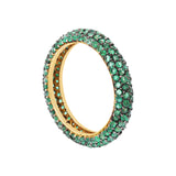 Natural Emerald Gemstone 925 Sterling Silver Gold Plated Band Ring