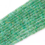 Natural Emerald Round Faceted Healing Gemstone Beads Strand Thread Necklace