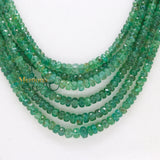 Natural Emerald Round Faceted Healing Gemstone Beads Strand Thread Necklace