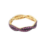 Natural Ruby Gemstone 925 Sterling Silver Gold Plated Band ring