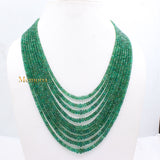 Certified Natural Emerald Round Faceted Gemstone Thread Necklace Beads Strand