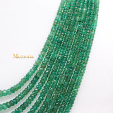 Certified Natural Emerald Round Faceted Gemstone Thread Necklace Beads Strand