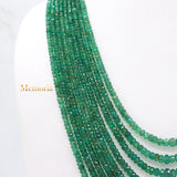 Certified Natural Emerald Round Faceted Gemstone Thread Necklace Beads Strand