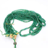 Certified Natural Emerald Round Faceted Gemstone Thread Necklace Beads Strand