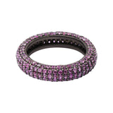 Natural Pink Sapphire Gemstone 925 Sterling Silver Black Rhodium Band Ring